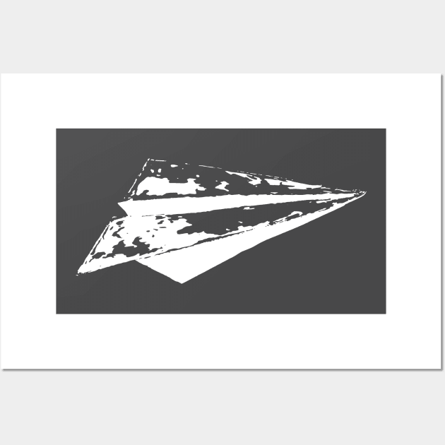 White Retro Paper Airplane Graphic Wall Art by Spindriftdesigns